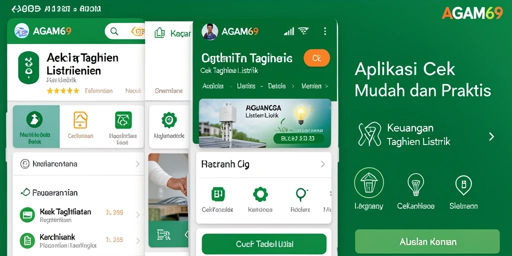 Tampilan antarmuka aplikasi Cek Tagihan Listrik AGAM69 yang sederhana dan informatif.