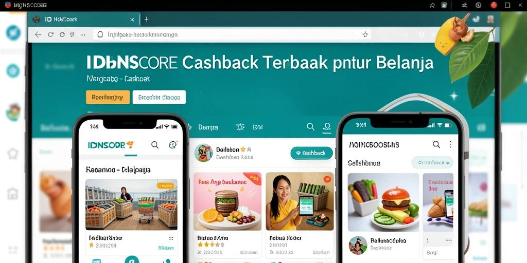 Tampilan modern aplikasi IDNSCORE dengan fitur Cashback yang menarik.