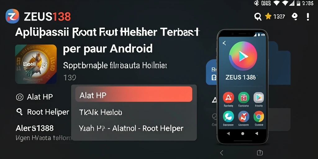Tampilan antarmuka aplikasi Root Helper ZEUS138 yang modern dan user-friendly.